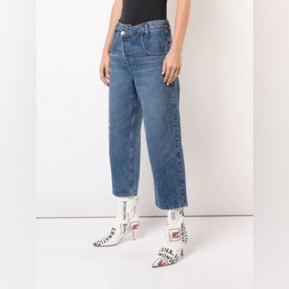 Monse Boyfriend Cropped Jean Mit Weitem Bein Blue Jeans Size 2 NWOT - Picture 1 of 11